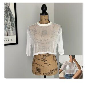 Fashion Nova See Right Through Me Fishnet Top in White Sz XL NWT